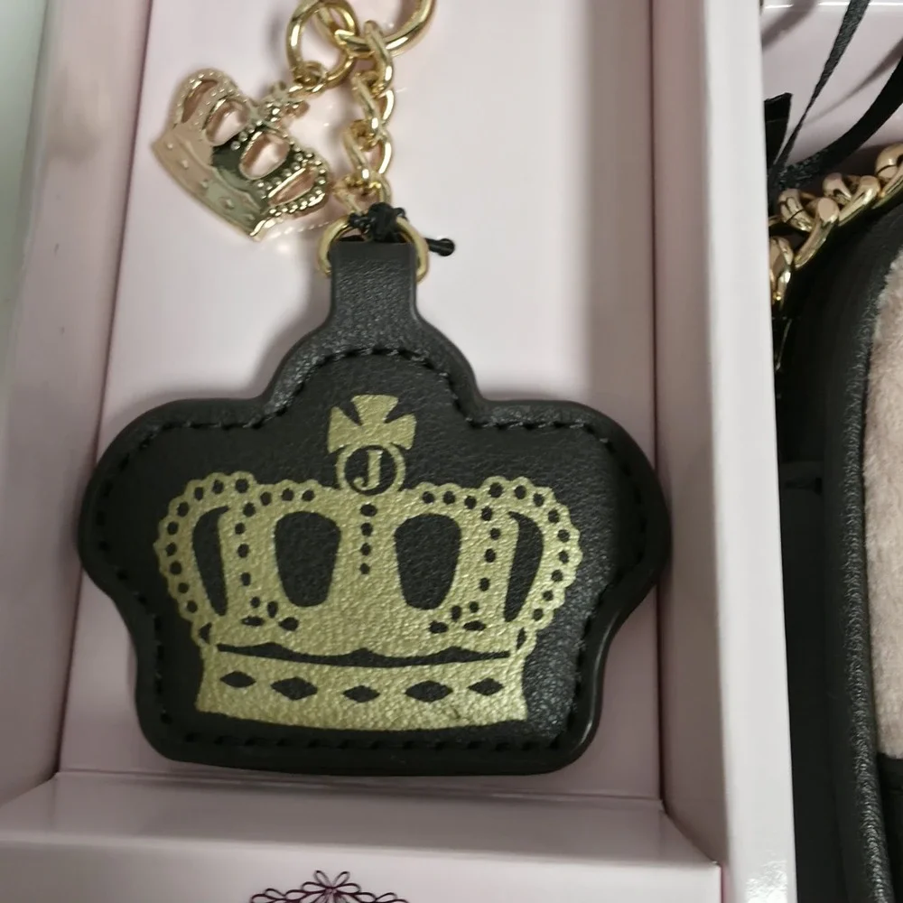 New Juicy Couture Heritage Crossbody W/ Strap & Card Case Black Gift Set Y2K